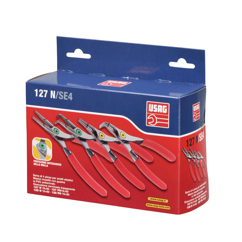 127 N/SE4 - Set of 4 circlip pliers - Usag - U01279000P 127 N/SE4 - Set of 4 circlip pliers - Usag - U01279000P